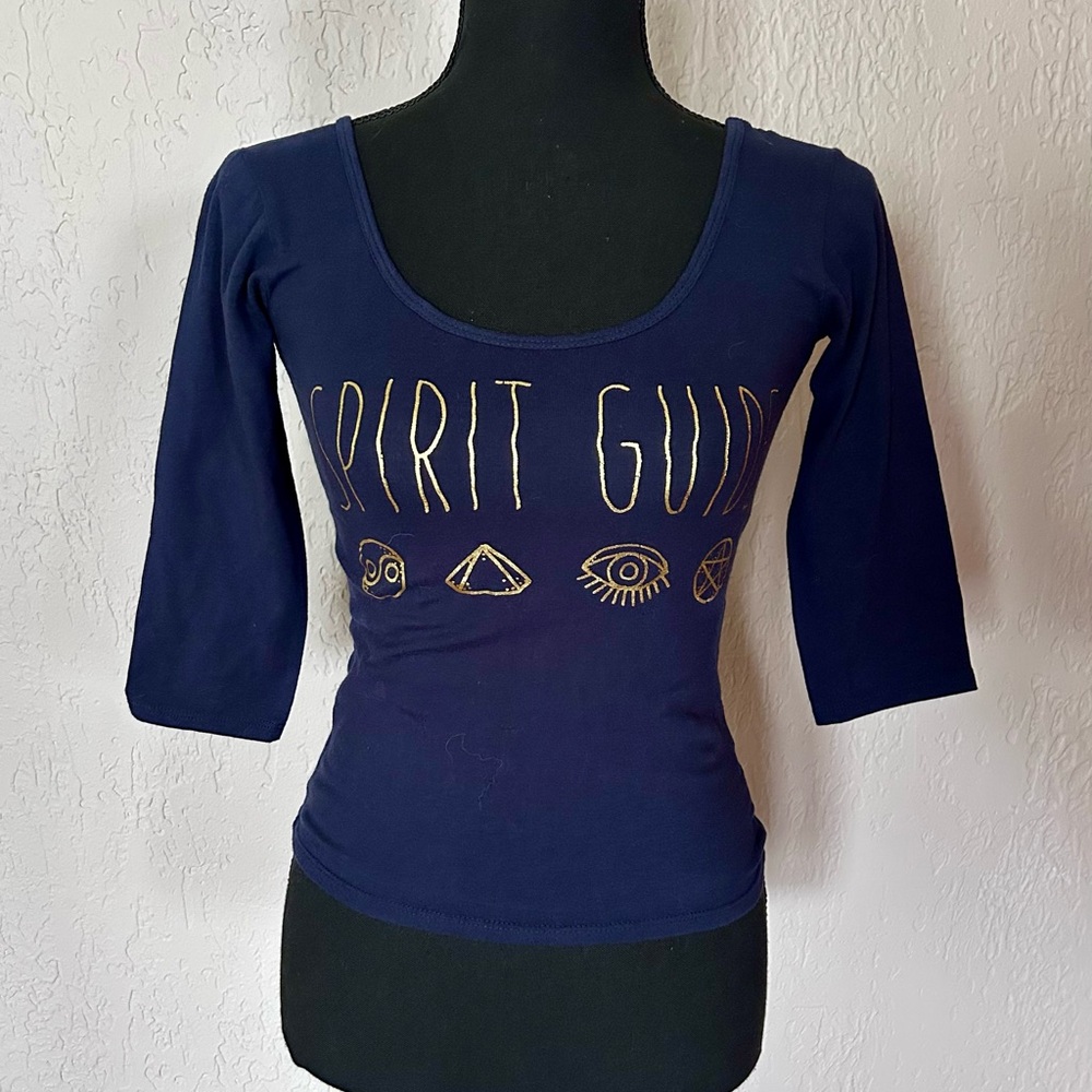 Spirit Guide Navy Quarter Sleeve Top